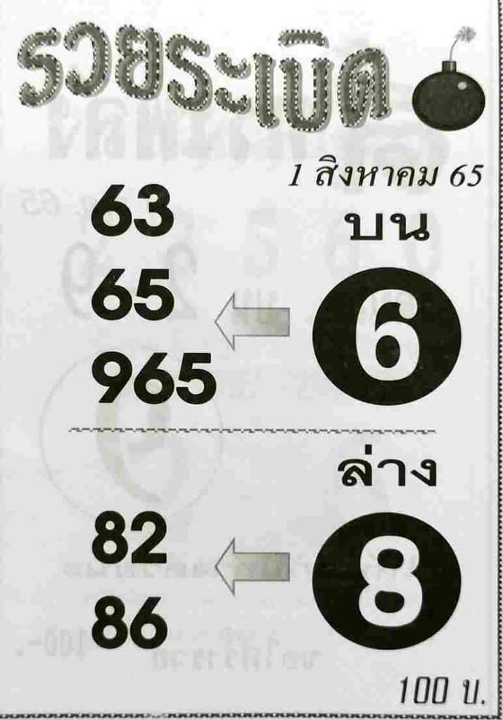 เลขดี หวยรวยระเบิด1/8/65