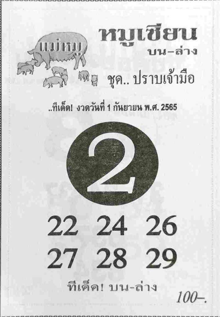 เลขดี หวยหมูเซียน1/9/65