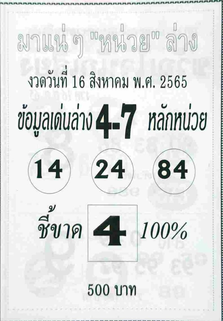 เลขดี หวยมาแน่ๆหน่วยล่าง16-8-65