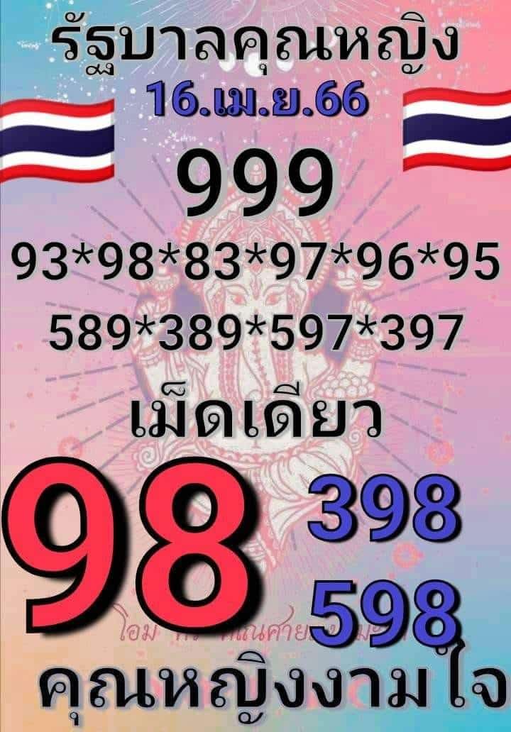 เลขหญิงงามใจ 16-4-66