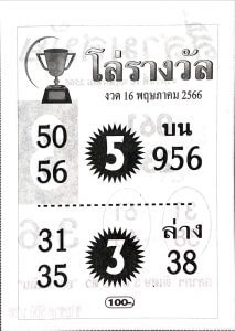 หวยโล่รางวัล 16-5-66