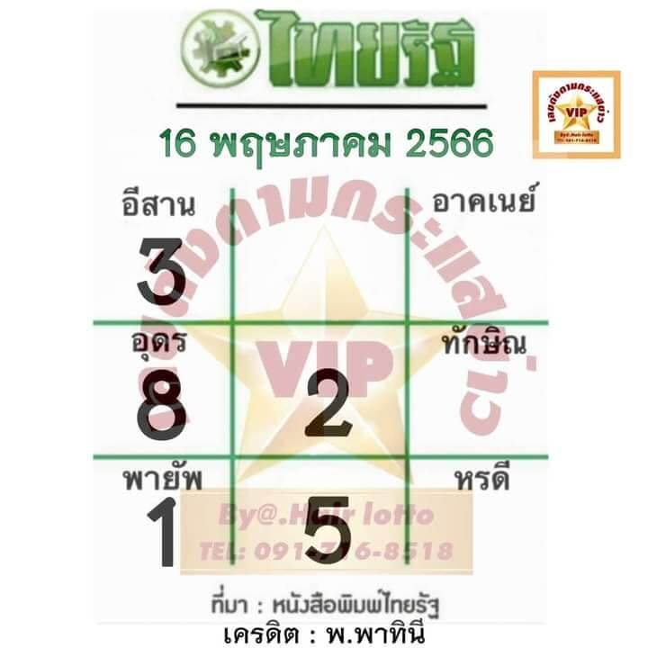 หวยไทยรัฐ 16-5-66