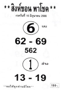 หวยสิงห์ขอน 1-7-66