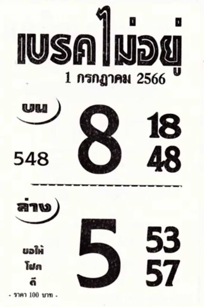 หวยเบรคไม่อยู่ 1-7-66