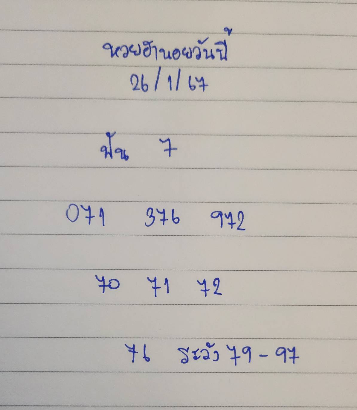 หวยฮานอยวันนี้ 26-1-67